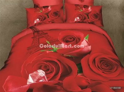 Love In Paris Red Bedding Rose Bedding Floral Bedding Flowers Bedding