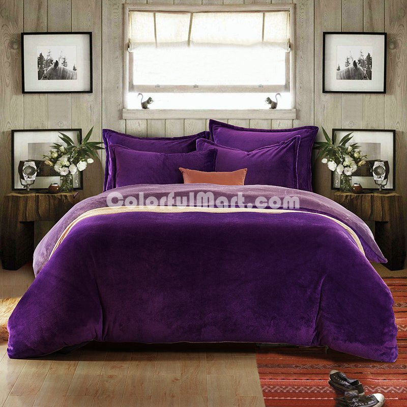 Purple And Lilac Flannel Bedding Winter Bedding - Click Image to Close