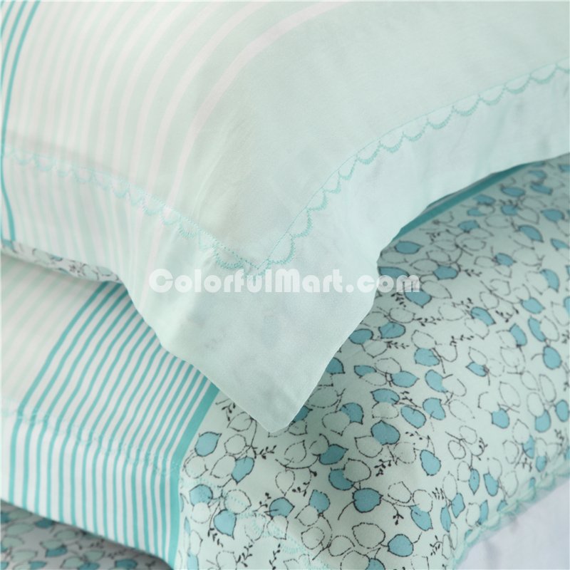 Dream Blues Blue Bedding Set Girls Bedding Floral Bedding Duvet Cover Pillow Sham Flat Sheet Gift Idea - Click Image to Close