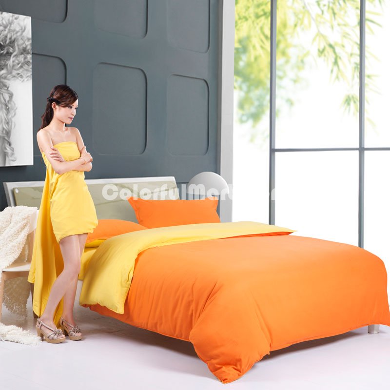 Yellow And Orange Bedding Set Modern Bedding Cheap Bedding Discount Bedding Bed Sheet Pillow Sham Pillowcase Duvet Cover Set - Click Image to Close