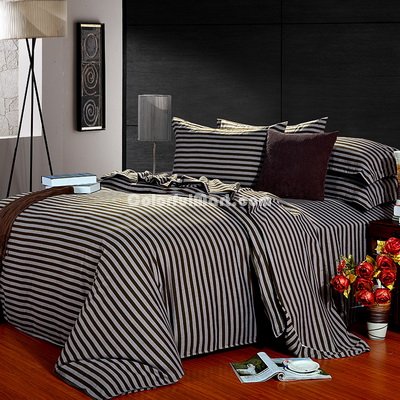 Stripes Coffee Bedding Modern Bedding Cotton Bedding Gift Idea