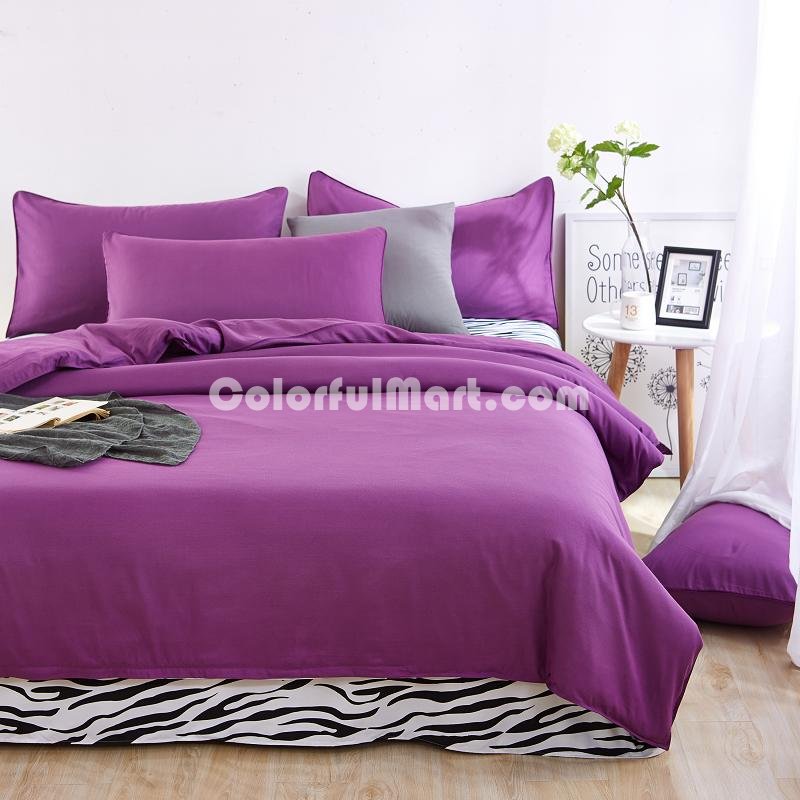 Zebra Print Purple Bedding Set Duvet Cover Pillow Sham Flat Sheet Teen Kids Boys Girls Bedding - Click Image to Close