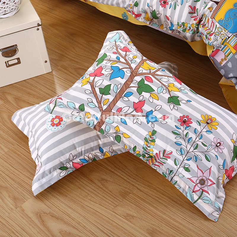Bonsais Grey Bedding Set Duvet Cover Pillow Sham Flat Sheet Teen Kids Boys Girls Bedding - Click Image to Close