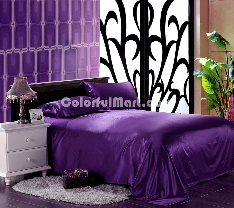 Pure Enjoyment Dark Violet Silk Bedding Silk Duvet Cover Set - Click Image to Close