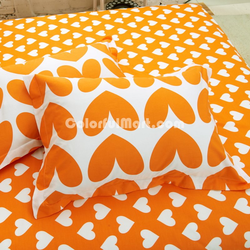 Heart Orange Bedding Kids Bedding Teen Bedding Dorm Bedding Gift Idea - Click Image to Close