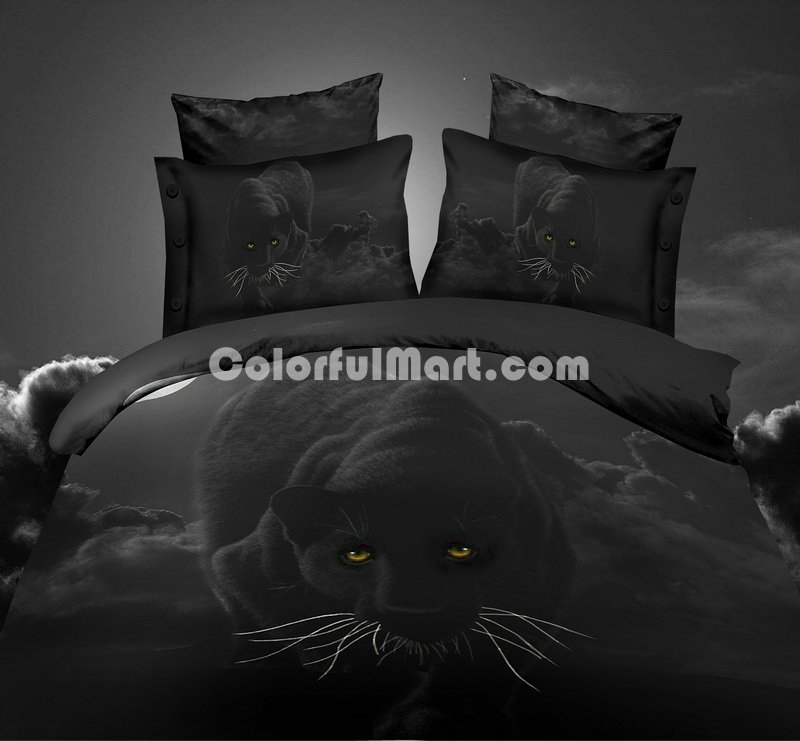 Panther In The Night Black 3d Bedding Luxury Bedding - Click Image to Close