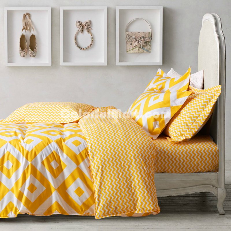 Rhombus Yellow Bedding Kids Bedding Teen Bedding Dorm Bedding Gift Idea - Click Image to Close