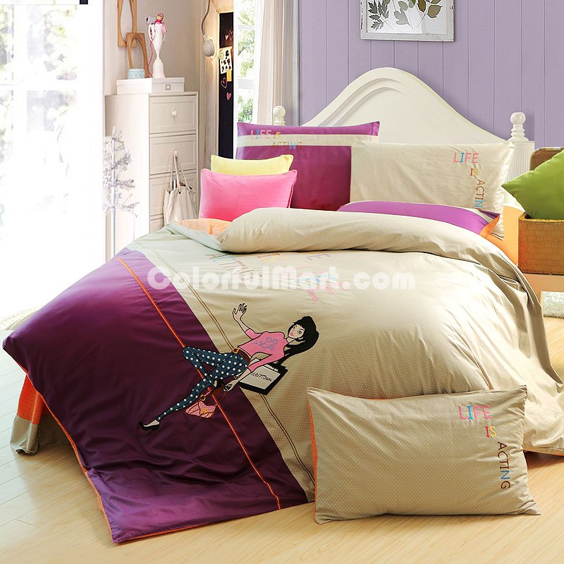 Leisure Time Purple Bedding Teen Bedding Modern Bedding Girls Bedding - Click Image to Close