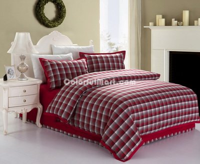 Happiness Style Red Tartan Bedding Stripes And Plaids Bedding Luxury Bedding