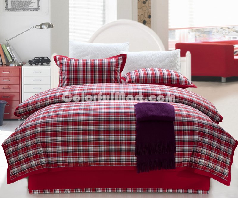 Red Salon Red Tartan Bedding Stripes And Plaids Bedding Luxury Bedding - Click Image to Close