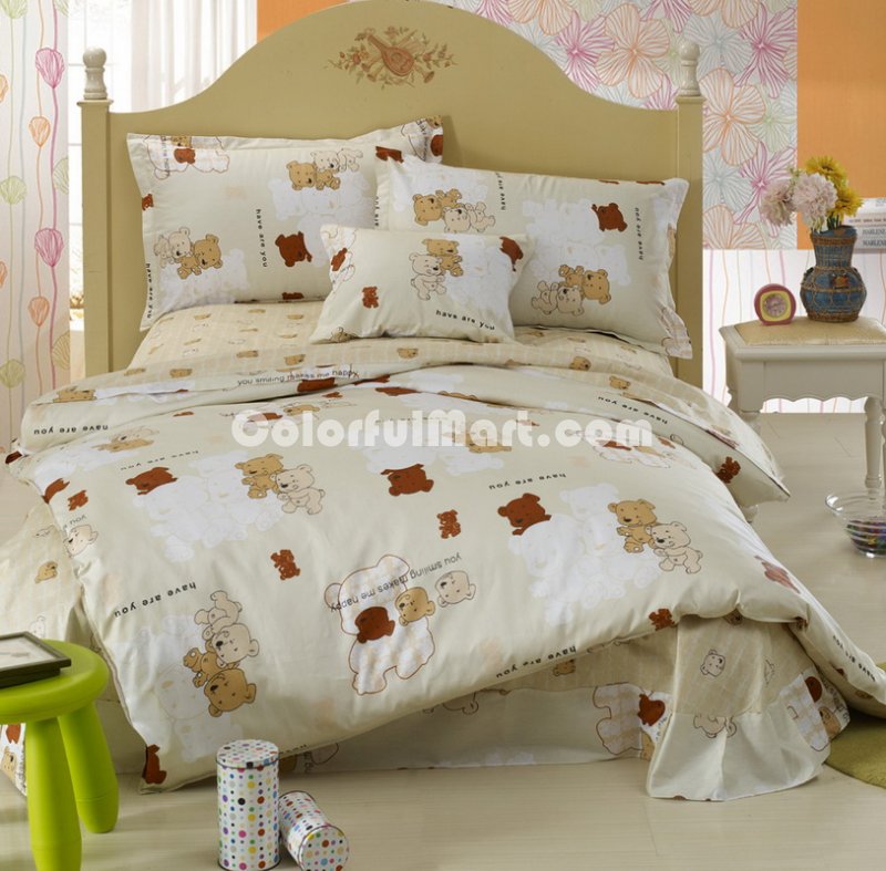 Three Cubs Yellow Cheap Kids Bedding Sets - Click Image to Close