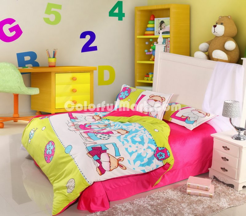 L Bear Green Discount Kids Bedding Sets - Click Image to Close