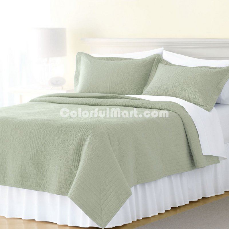 Pea Green 3 Pieces Quilt Sets - Click Image to Close