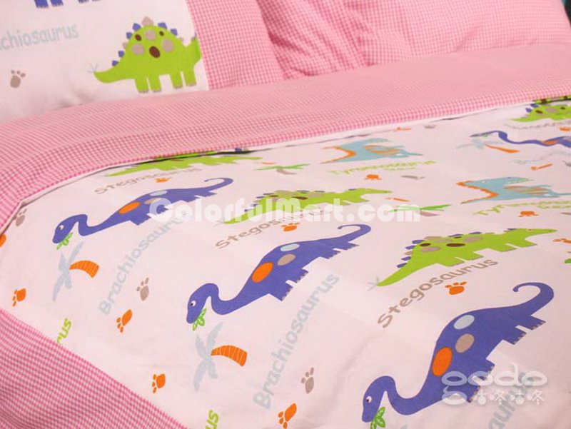 Dinosaur Homes Pink Dinosaur Bedding Set - Click Image to Close