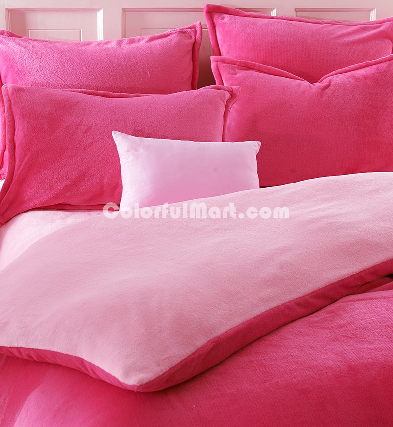 Rose And Pink Flannel Bedding Winter Bedding - Click Image to Close