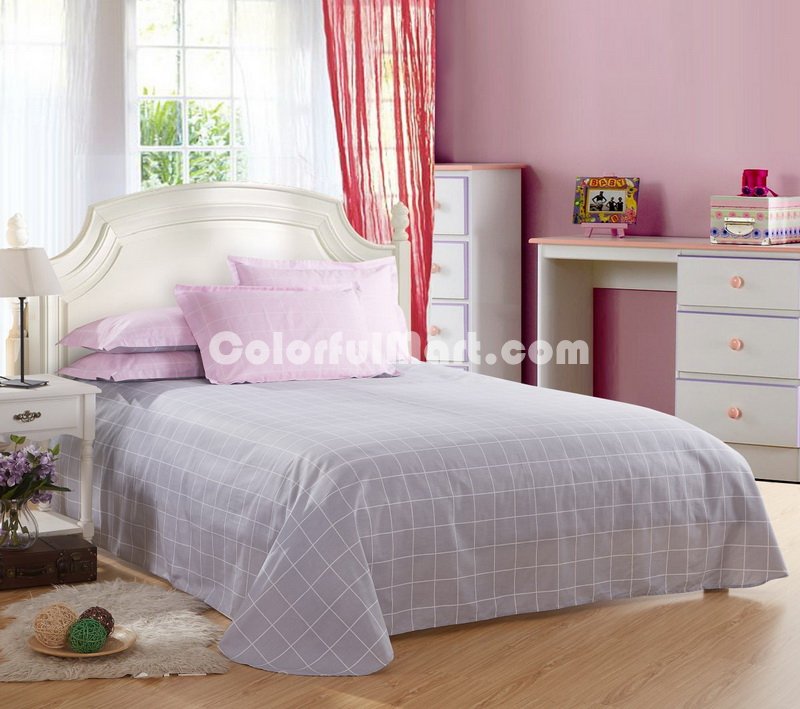 Modern Grids Pink And Gray Teen Bedding Duvet Cover Set - Click Image to Close