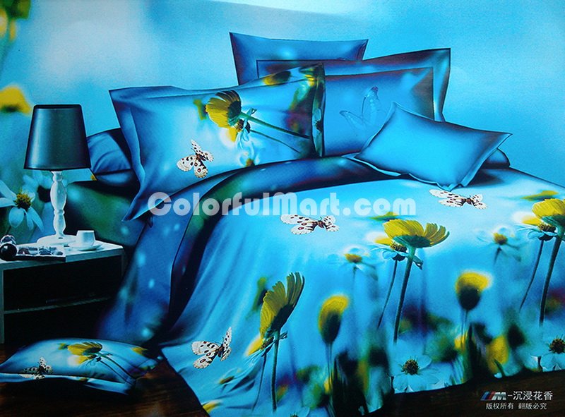 Butterfly And Sunflower Duvet Cover Set 3D Bedding - Click Image to Close