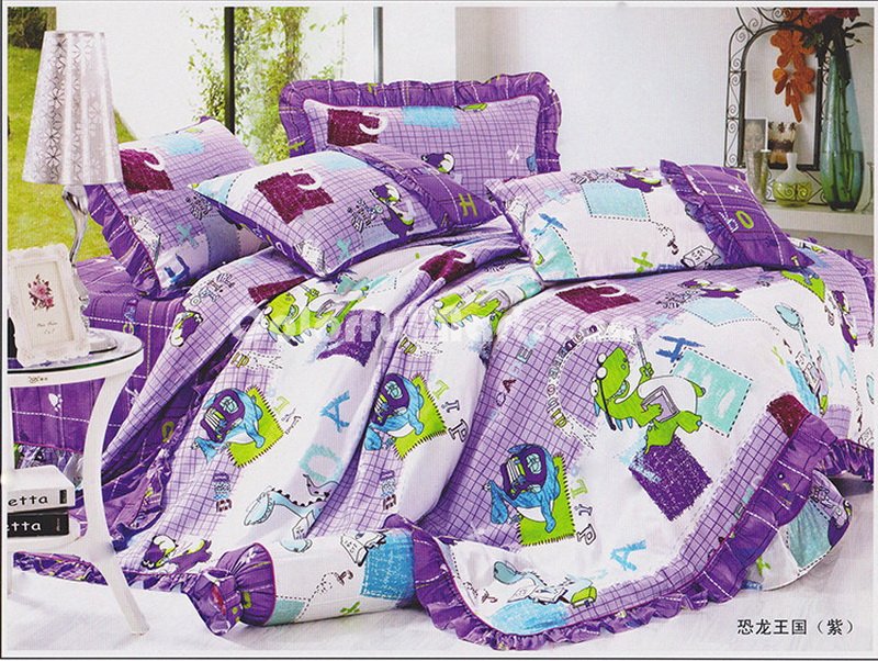 Dinosaur Kingdom Purple Dinosaur Bedding Set - Click Image to Close