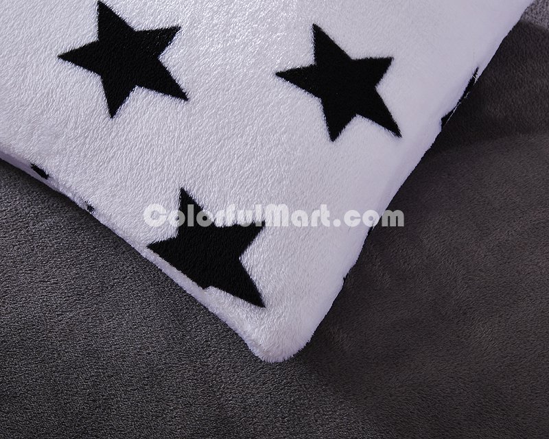 Bright Stars White Bedding Set Winter Bedding Flannel Bedding Teen Bedding Kids Bedding - Click Image to Close