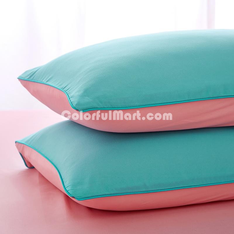 Coral Cyan Bedding Set Duvet Cover Pillow Sham Flat Sheet Teen Kids Boys Girls Bedding - Click Image to Close