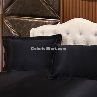 Black Silk Pillowcase, Include 2 Standard Pillowcases, Envelope Closure, Prevent Side Sleeping Wrinkles, Have Good Dreams