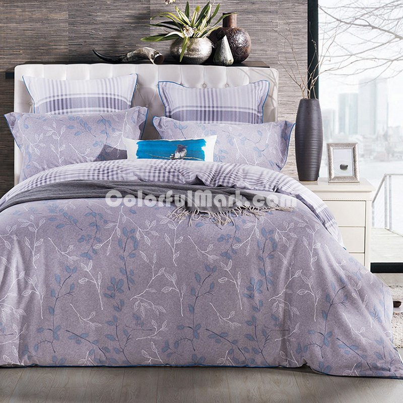 Enjoy Time Blue Bedding Set Modern Bedding Collection Floral Bedding Stripe And Plaid Bedding Christmas Gift Idea - Click Image to Close