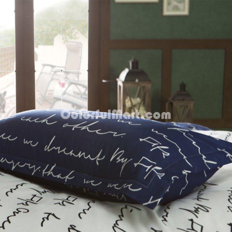 Love Letter Blue Bedding Set Duvet Cover Pillow Sham Flat Sheet Teen Kids Boys Girls Bedding - Click Image to Close