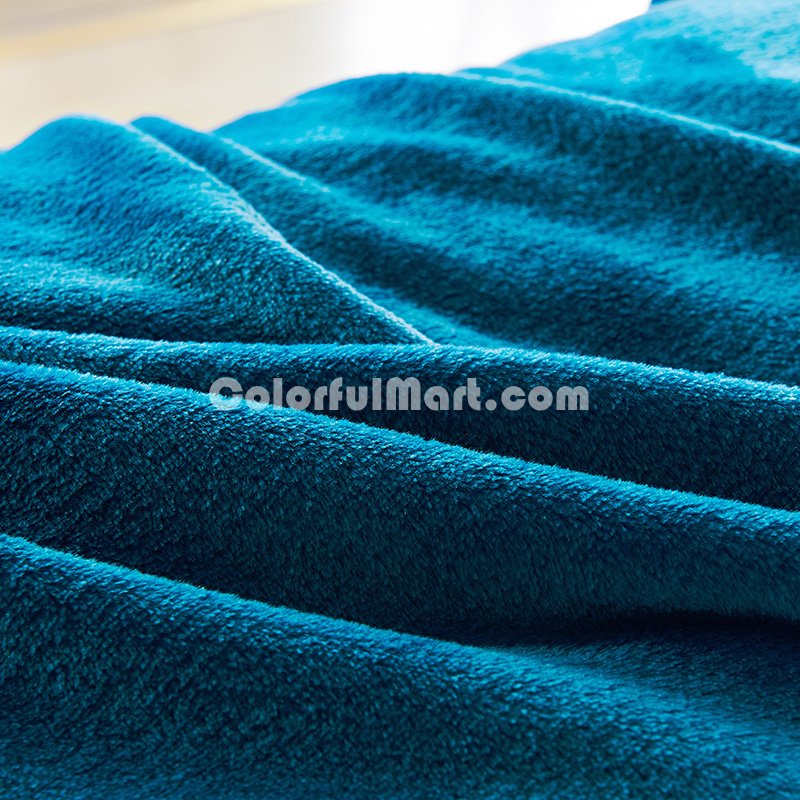 Peacock Blue Flannel Bedding Winter Bedding - Click Image to Close
