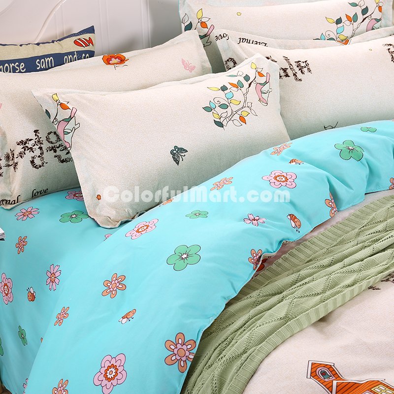 Garden Beige Bedding Set Duvet Cover Pillow Sham Flat Sheet Teen Kids Boys Girls Bedding - Click Image to Close