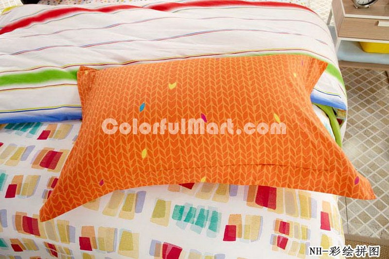 Colored Drawing Orange Teen Bedding Modern Bedding - Click Image to Close