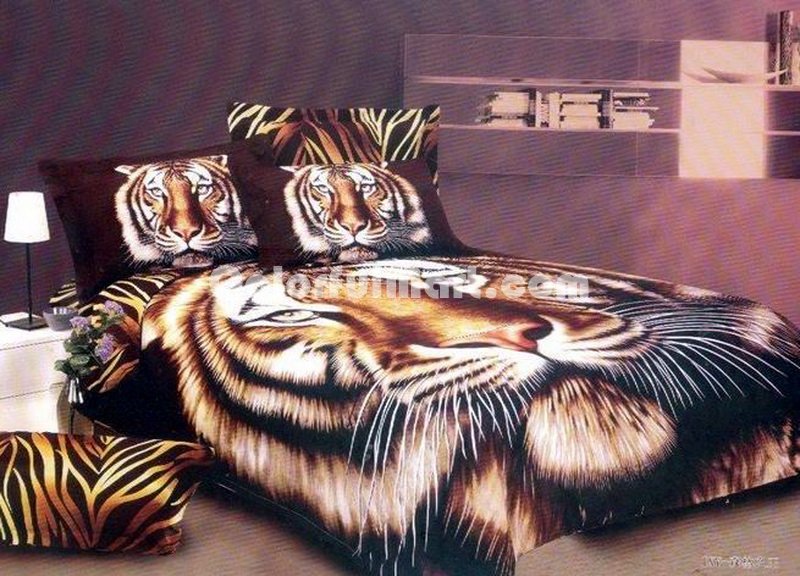 Tiger Coffee Bedding Animal Print Bedding 3d Bedding Animal Duvet Cover Set - Click Image to Close