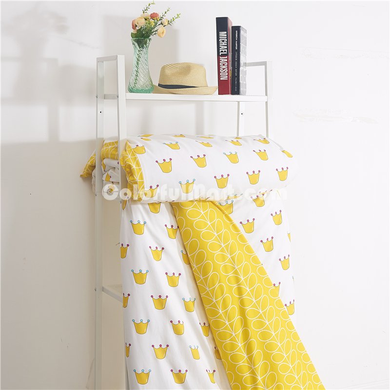 Crowns Yellow Bedding Teen Bedding Kids Bedding Modern Bedding Gift Idea - Click Image to Close