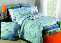 American Country Style Sky Blue Dinosaur Bedding Set