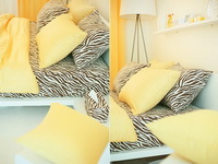 Korean Style Bright Yellow Zebra Print Bedding Set