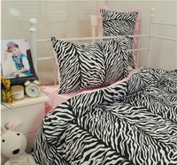 Princess Korean Style Pink Zebra Print Bedding Set