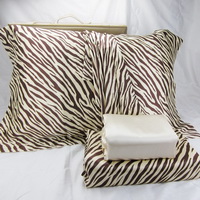 Silk Black Brown Red Zebra Print Bedding Set