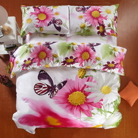Flowers And Butterflies White Bedding 3d Duvet Cover Set