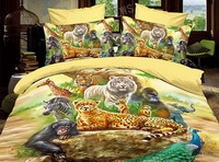 Animal World Yellow Bedding 3D Duvet Cover Set