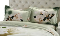 White Orchid Green Bedding 3D Duvet Cover Set