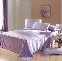 Beautiful Grid Violet Duvet Cover Set Silk Bedding Luxury Bedding