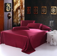 Beautiful Grids Wine Red Silk Bedding Modern Bedding