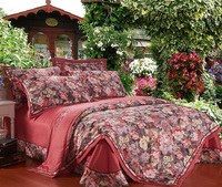 Brussels Rust Red Flowers Bedding Luxury Bedding