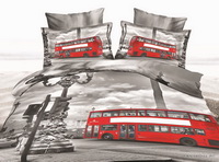 Red Double Decker Bus Gray 3d Bedding Luxury Bedding