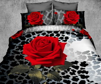 Rose And Cheetah Print Black 3d Bedding Luxury Bedding