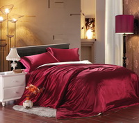 Two Tone Wine And Champagne Silk Bedding Silk Duvet Cover Set