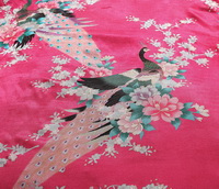 The Peacock In The Flowers Red Silk Duvet Cover Set Silk Bedding