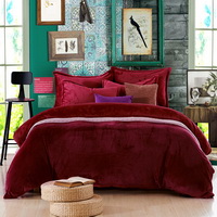 Wine Red Flannel Bedding Winter Bedding