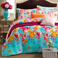 Flowers Blooming Light Blue Flowers Bedding Flannel Bedding Girls Bedding