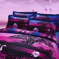 Swan Lake Blue Bedding Sets Duvet Cover Sets Teen Bedding Dorm Bedding 3D Bedding Landscape Bedding Gift Ideas