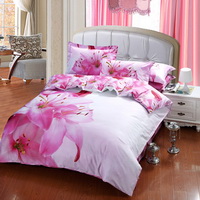 Lilies Pink Bedding Sets Duvet Cover Sets Teen Bedding Dorm Bedding 3D Bedding Floral Bedding Gift Ideas